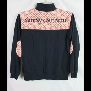 Simply Southern 1/4 Zip long sleeve pullover Navy Coral. Size Small.